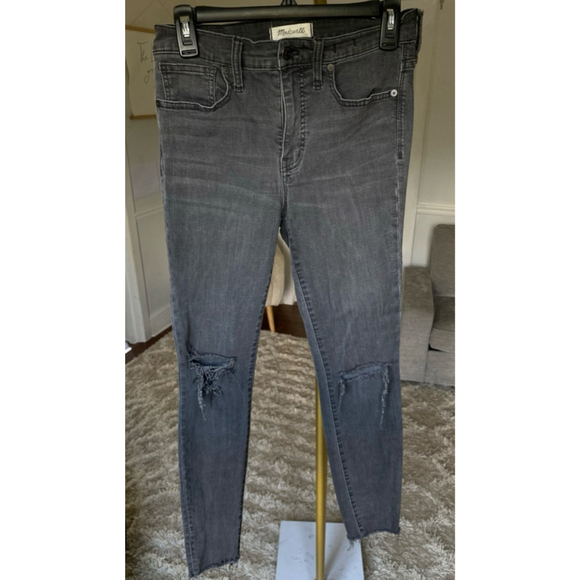 Madewell 9” High Rise Skinny Jeans Denim Grayish Black Distressed 28 Vintage Fit - Picture 2 of 7